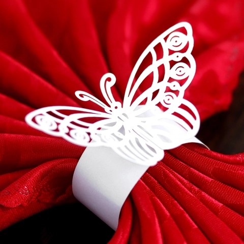 Laser Cut Butterfly Paper Napkin Rings Hollow Out Butterfly Design Paper Buckle Holder For Wedding Party Banquet Table Decoration Elegant Romantic Napkin Ring