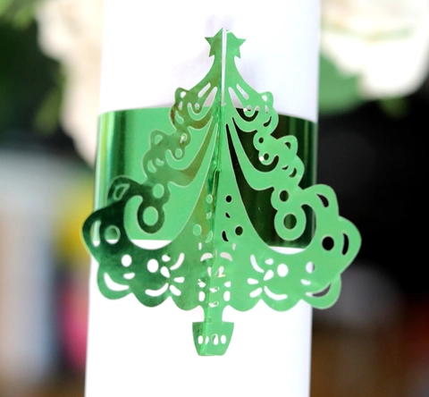 Weihnachtsbaum Hohl Perlmuttpapier Serviettenringe Lasergeschnitten Festliche Tischdeko Für Hochzeit Party Bankett Abendessen