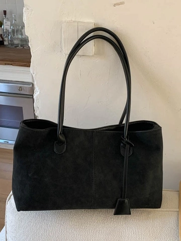 Borsa Tote Grande in Pelle PU Effetto Smerigliato Vintage da Donna Borsa a Spalla Casual Retro con Pendente Borsa a Mano
