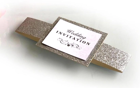Fasce per Inviti di Nozze Brillantinate Oro Argento Taglio Laser Carta Perlata Fasce per Decorazioni Biglietti Festa