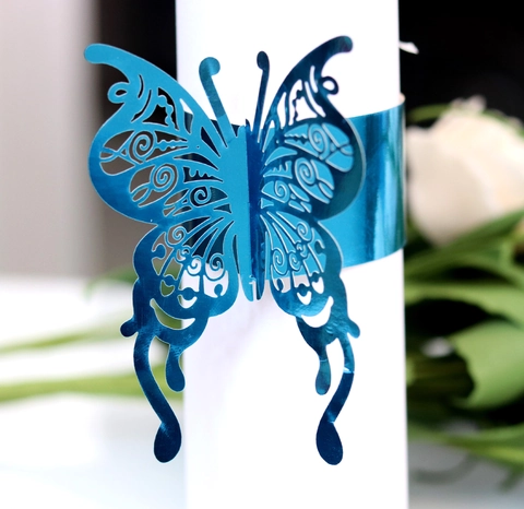 Ronds de Serviette Papillon Élégants Découpés au Laser en Papier Perlé Boucle de Serviette pour Décoration de Table de Mariage