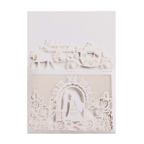 Europäische Laserschnitt Hochzeitseinladungen Mit Schleife Perlmuttpapier Ausgehöhlte Einladungskarten Für Hochzeitsfeier Zeremonie