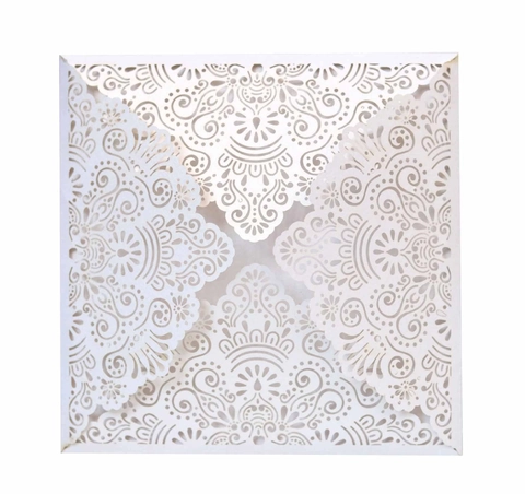 Eleganti Inviti di Nozze Traforati a Taglio Laser Carta Perlata Mandala Floreale Biglietti d'Invito per Festa di Fidanzamento