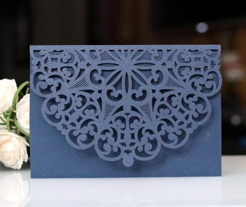 Invito a Nozze Europeo in Carta Perlata Taglio Laser Design Floreale Mandala Vuoto per Banchetto Festa Biglietto Auguri