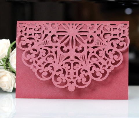 Invito a Nozze Europeo in Carta Perlata Taglio Laser Design Floreale Mandala Vuoto per Banchetto Festa Biglietto Auguri
