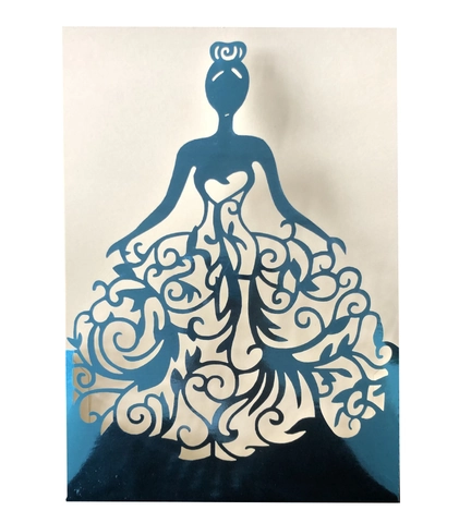 Elegante Cubierta de Invitación de Boda Cortada con Láser Papel Perlado Cartulina Silueta de Vestido de Novia Funda de Invitación para Matrimonio Cumpleaños Aniversario Tarjeta de Felicitación