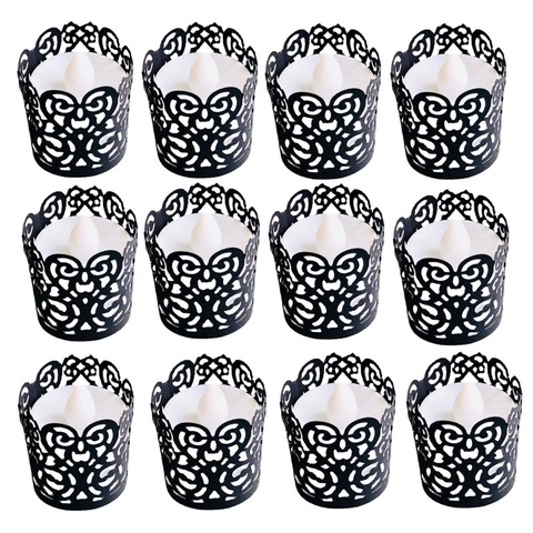 Laser Cut Cardstock Tea Light Candle Wrap Paper Shades Decorative Hollow Votive Covers For Wedding Party Table Decoration