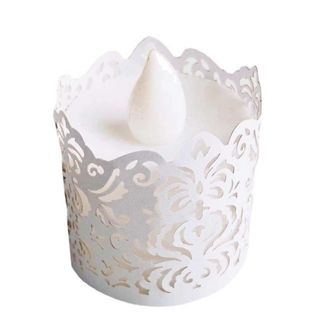 Involucri per Candele Tea Light in Carta Tagliata al Laser Paralumi in Pizzo Floreale Cavo per Decorazione Tavola Matrimonio Festa