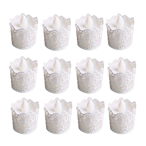 Involucri per Candele Tea Light in Carta Tagliata al Laser Paralumi in Pizzo Floreale Cavo per Decorazione Tavola Matrimonio Festa
