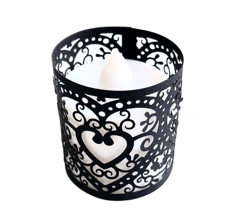 Paralume in Carta con Motivo a Cuore Traforato Stile Europeo Taglio Laser Copertura Decorativa per Candele LED Tea Light Matrimonio Tavola