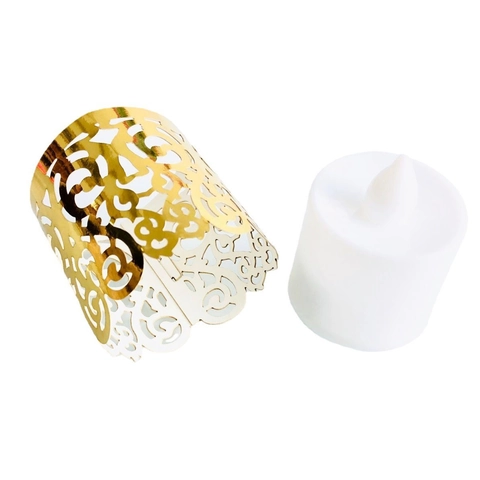 Laser Cut Cardstock Tea Light Candle Wrap Paper Shades Decorative Hollow Votive Covers For Wedding Party Table Decoration