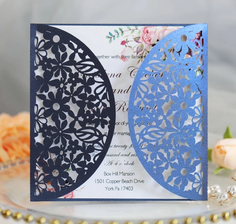 Eleganti Inviti di Nozze Floreali con Taglio Laser in Carta Perlata Guscio per Biglietti d'Auguri Intagliato per Laurea Matrimonio Festa Celebrazione