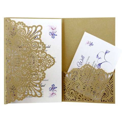 European Style Laser Cut Hollow Wedding Invitation Cards With Envelopes Pearlescent Paper Mandala Greeting Cards Banquet Party