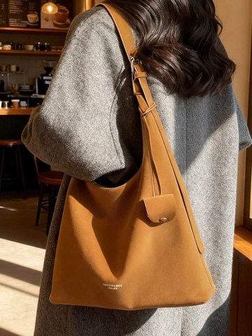 Women Large Capacity PU Leather Shoulder Bag Casual Hobo Tote Bag Solid Color Fashion Commuter Underarm Bag Soft Daily Bag