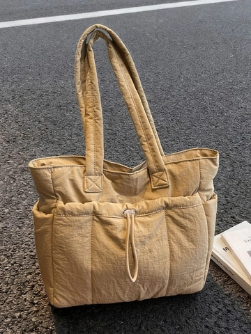 Bolso Tote Puffer de Gran Capacidad para Mujer Bolso de Hombro Acolchado Minimalista Bolso de Mano de Tela de Nailon de Color Sólido para Diario Casual