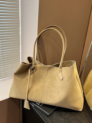 Borsa Tote da Donna a Grande Capacità in PU Effetto Scamosciato Borsa a Tracolla da Pendolare con Fibbia Magnetica Borsa alla Moda Minimalista