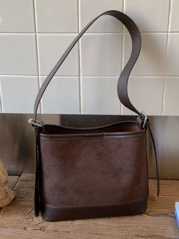 Vintage Patchwork Large Capacity Tote Bag For Women Suede PU Leather Leopard Print Underarm Shoulder Bag Commuter Handbag