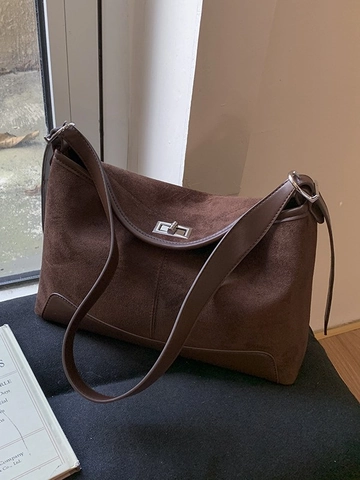 Borsa Hobo da Donna Retro Minimalista in PU Smerigliato Grande Capacità Borsa a Tracolla Con Chiusura a Scatto Tote da Lavoro