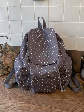 Zaino da Donna Moda con Motivo a Stelle Grande Capacità Borsa da Viaggio in Tessuto Leggero Multitasche Zaino Scuola Casual