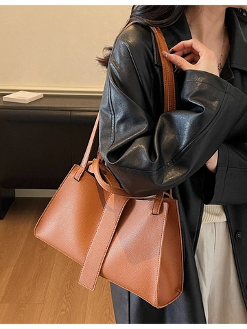 Bolso de Hombro de Cuero PU de Gran Capacidad para Mujer Patrón de Lichi Forma de Dumpling Bolso Tote Con Hebilla Magnética Bolso de Moda