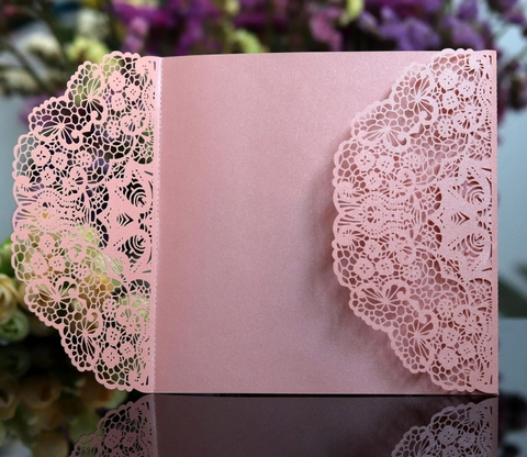 Elegant Laser Cut Lace Wedding Invitation Jackets Pearlescent Paper Covers For Marriage Engagement Business Party Cards