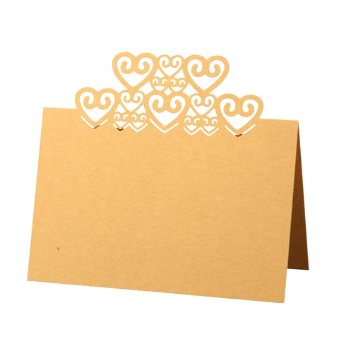 Hollow Heart Table Place Cards Pearlescent Paper Laser Cut Seating Name Card For Wedding Party Banquet Event Ceremony