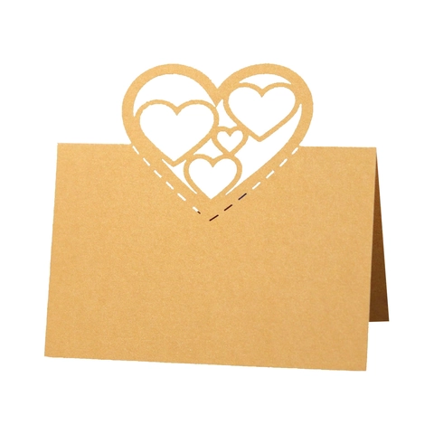 Laser Cut Hollow Heart Table Place Cards Romantic Pearl Paper Seat Name Cards For Wedding Party Banquet Event Celebration Stationery
