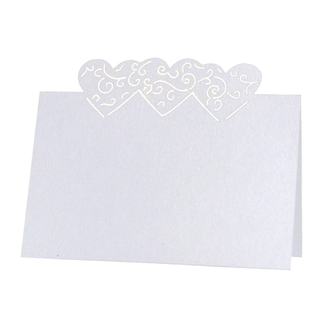 Élégants Marque-Places en Forme de Cœur Découpés au Laser Papier Perlé Pour Mariage Banquet Fête Décoration de Table