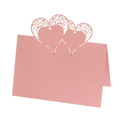 Heart Shaped Laser Cut Place Cards For Wedding Banquet Table Decoration Pearlescent Paper Hollow Name Cards Party Supply