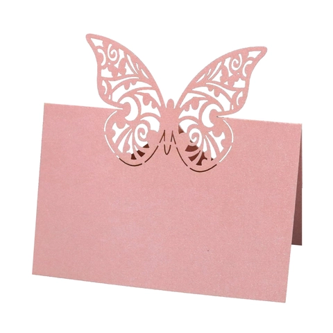Marque-places Papillon 3D Papier Perlé Découpe Laser Creux Mariage Table Cartes de Nom pour Banquet Fête Décorations