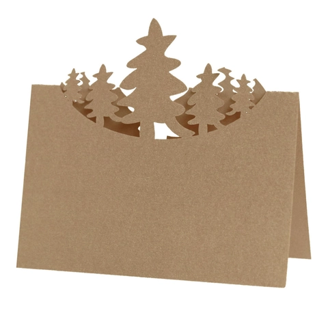 Marque-places Découpés au Laser Sapin de Noël Papier Cartonné Nacré Cartes de Nom de Table Décoration de Fête Noël