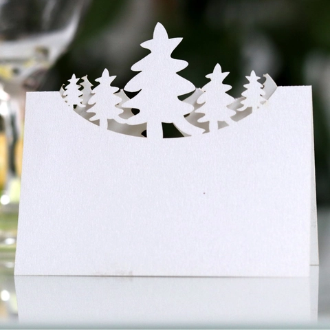 Marque-places Découpés au Laser Sapin de Noël Papier Cartonné Nacré Cartes de Nom de Table Décoration de Fête Noël