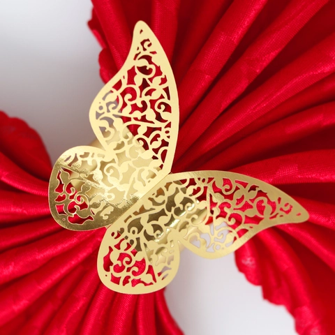 Ronds de Serviette Papillon Découpés au Laser Papier Perlé Design de Vigne Évidé pour la Décoration de Table de Banquet de Mariage