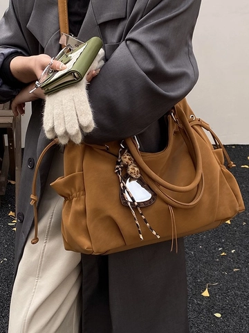 Große Kapazität PU Leder Damen Tote Bag Koreanische Minimalistische Pendler Schulter Crossbody Tasche Mit Herz Leopard Anhänger