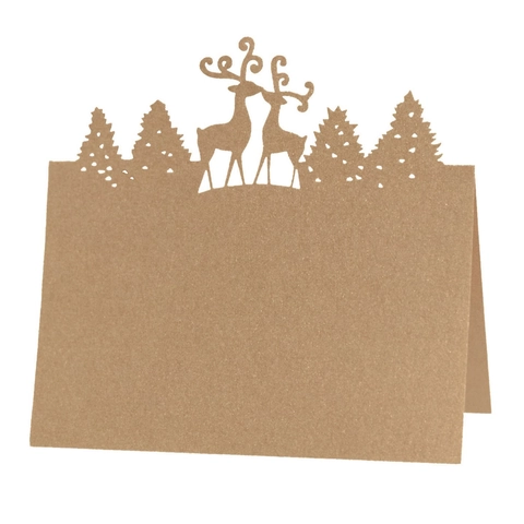 Lasergeschnittene Weihnachten Platzkarten Rentier Wald Hohl Tisch Namenskarten Für Hochzeit Bankett Party Dekoration