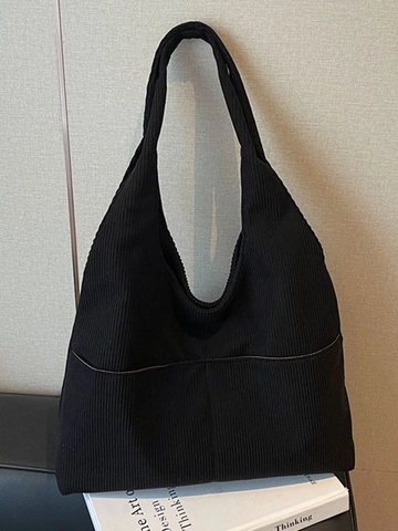 Bolso Tote de Pana para Mujer Gran Capacidad Bolso de Hombro Retro Color Sólido Bolso Hobo Bolso de Mano Informal para Compras