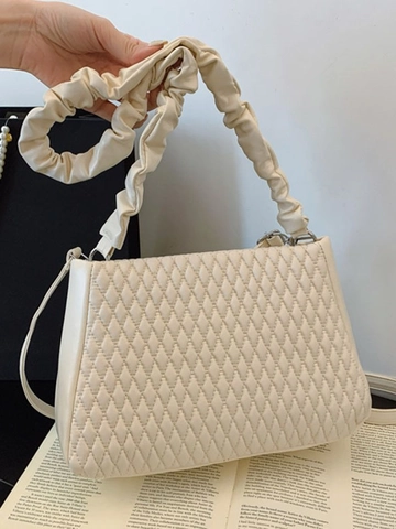 Borsa a Tracolla Trapuntata da Donna in Pelle PU Con Tracolla Scrunchie Borsa a Spalla di Moda Design di Nicchia Quadrata