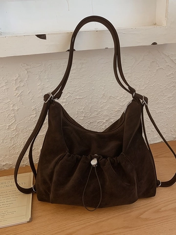 Retro Minimalist Large Capacity Shoulder Bag For Women PU Leather Solid Color Tote Bag Fashion Commuting Handbag Work Travel