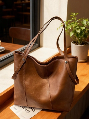 Bolso Tote de Cuero PU de Gran Capacidad para Mujer Bolso de Hombro Commuter Minimalista de Alta Gama Uso Diario