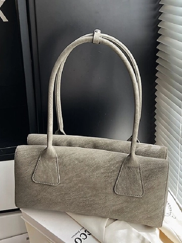 Vintage Large Capacity Underarm Shoulder Bag For Women Stylish PU Leather Commuter Handbag Solid Color Zipper Closure Tote Bag