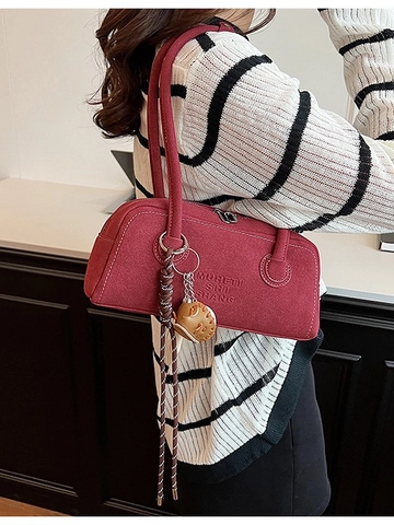 Borsa a Spalla Smerigliata Vintage in Pelle PU Per Donna Grande Capacità Casual Pendolare Borsa a Cuscino Con Ciondolo Baseball