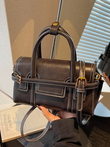 Retro Contraststiksel Dames PU Leer Boston Tas Schoudertas Handtas Met Dubbel Handvat Voor Dagelijks Woon-Werkverkeer