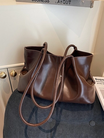 Bolso Tote de Cuero PU Plisado de Gran Capacidad Mujer Retro Casual Color Sólido Hombro Versátil Diario Viaje Diario Bolso