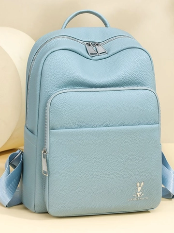 Zaino da Donna alla Moda in Pelle PU Grande Capacità Trama Litchi Borsa da Scuola Casual Coreano Zaino da Viaggio