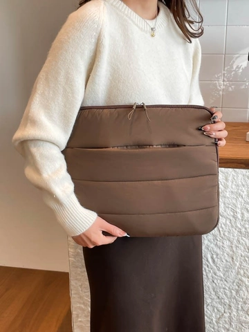 Custodia per Laptop Trapuntata a Grande Capacità per Donna Borsa Clutch in Nylon a Trama Imbottita Borsa Pendolare Protettiva