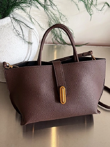 Bolso Bombonera Retro de Cuero PU con Patrón de Lichi Bolso de Mano de Gran Capacidad Cierre de Metal Dorado Mujer