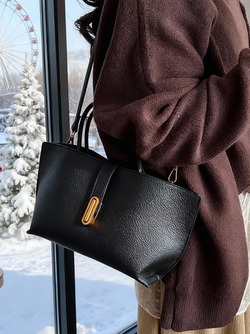 Bolso Bombonera Retro de Cuero PU con Patrón de Lichi Bolso de Mano de Gran Capacidad Cierre de Metal Dorado Mujer