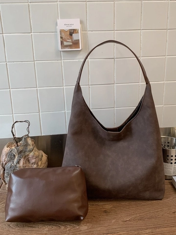 Dames Grote Capaciteit Suèdelook PU Leer Schoudertas Vintage Minimalistisch Woon-werkverkeer Tote Handtas Met Binnentas