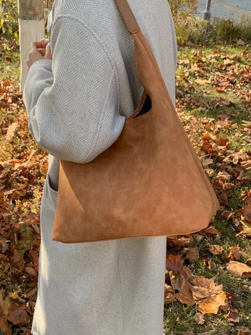 Dames Grote Capaciteit Suèdelook PU Leer Schoudertas Vintage Minimalistisch Woon-werkverkeer Tote Handtas Met Binnentas