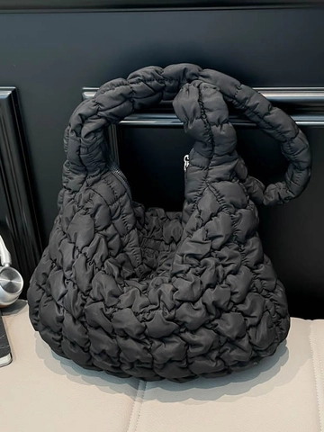 Bolso Tote Acolchado de Gran Capacidad para Mujer Color Sólido Bolso Hobo de Bandolera de Lona Suave Bolso de Hombro de Moda